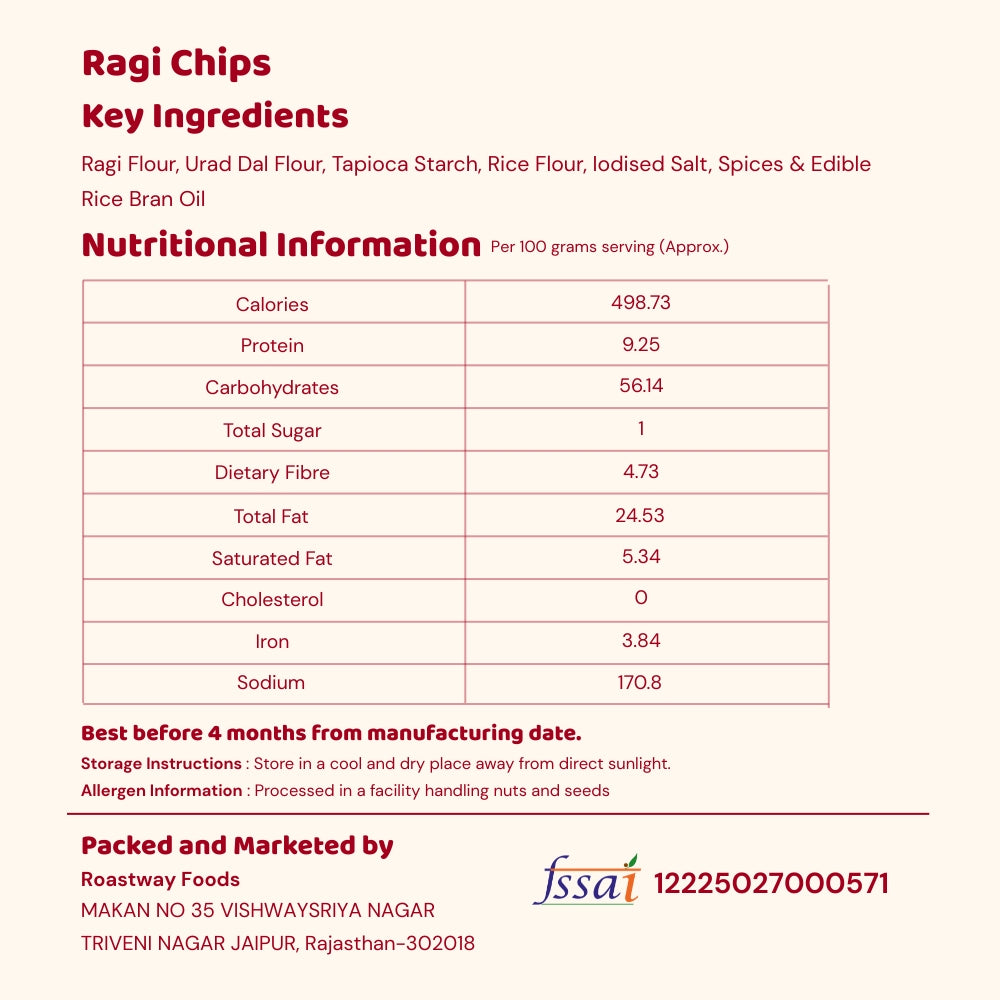 Ragi Chips (Cream & Onion) - Crispy, Creamy & Guilt-Free (150 g)