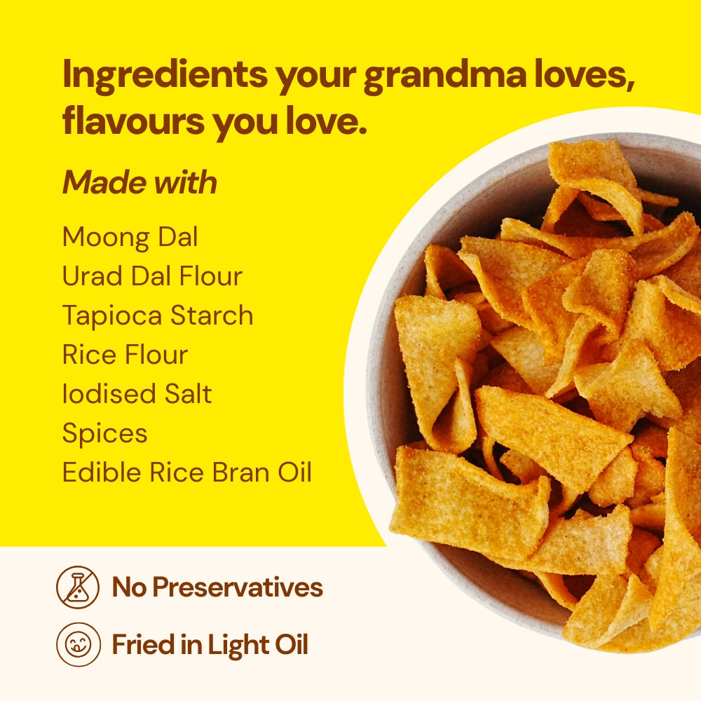 Moong Dal Chips (Peri Peri) - High Protein, Fiery & Crunchy (150 g)