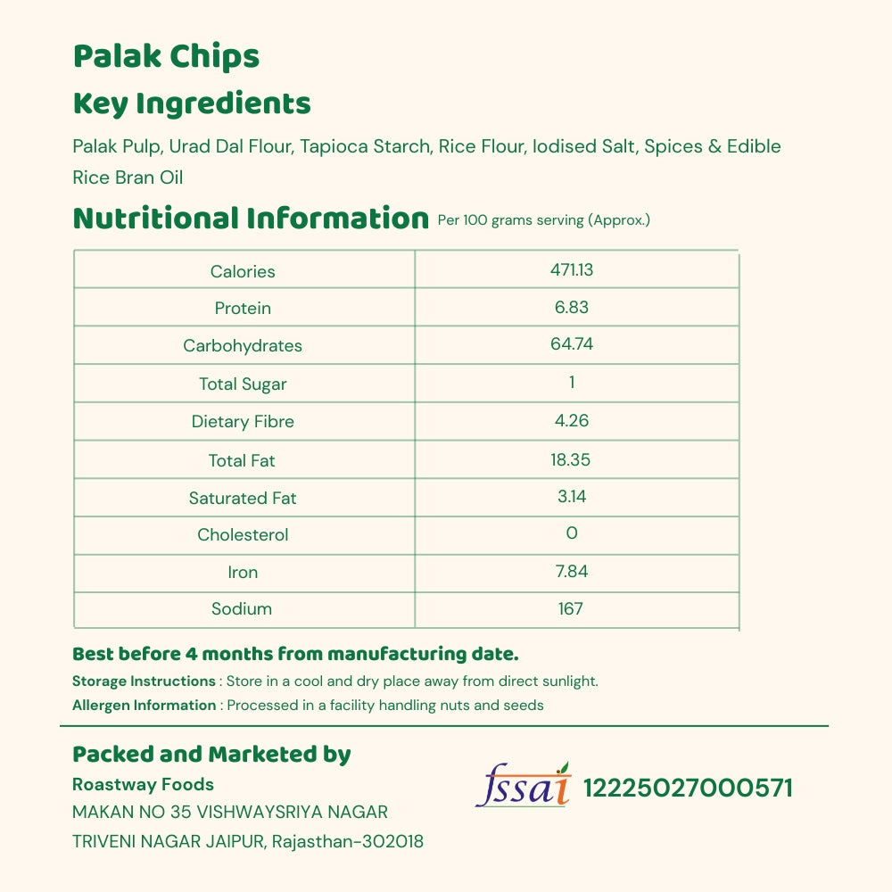 Palak Chips Masala – Crispy & Crunchy Spinach Chips (150 g)