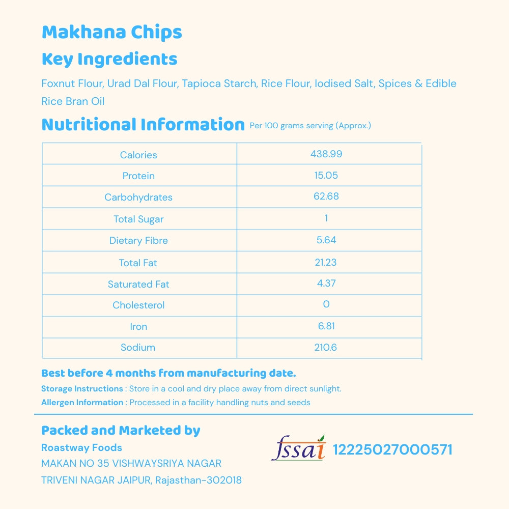 Makhana Chips (Cheese & Herbs) - Crispy and Creamy (150 g)