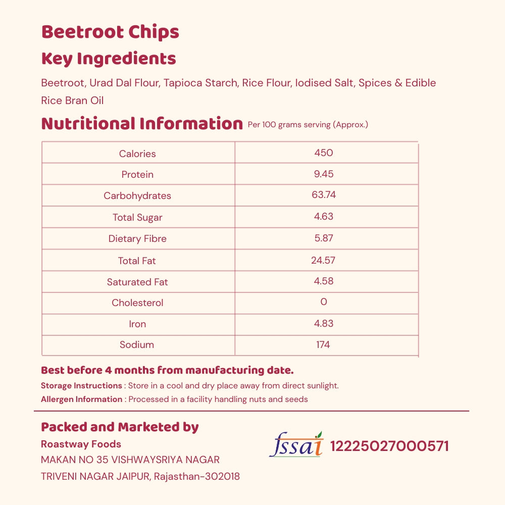 Beetroot Chips (Cream & Onion) – Crispy and Crunchy (150 g)