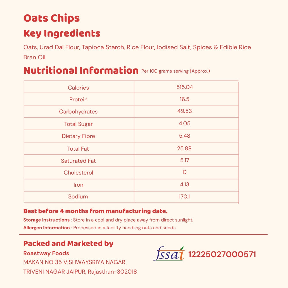 Oats Chips (Peri Peri) - Fiery, Crispy & Wholesome (150 g)